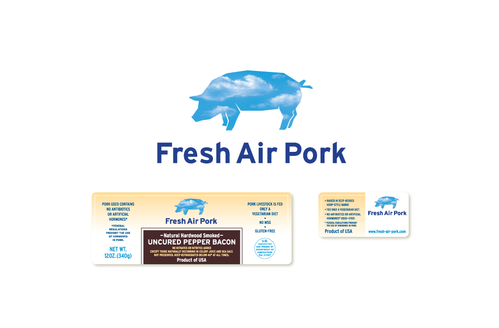 Fresh Air Pork logo and labels 