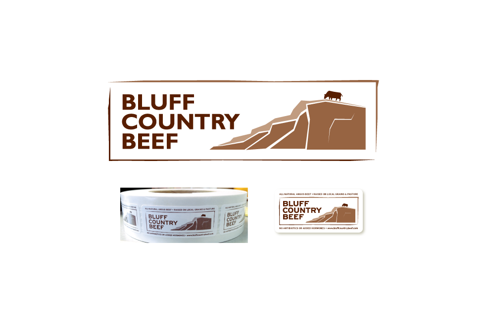 Bluff Country Beef logo and labels