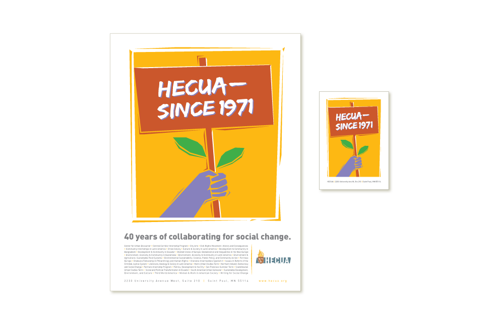 Postcard design for Higher Education Consortium for Urban Affairs (HECUA)