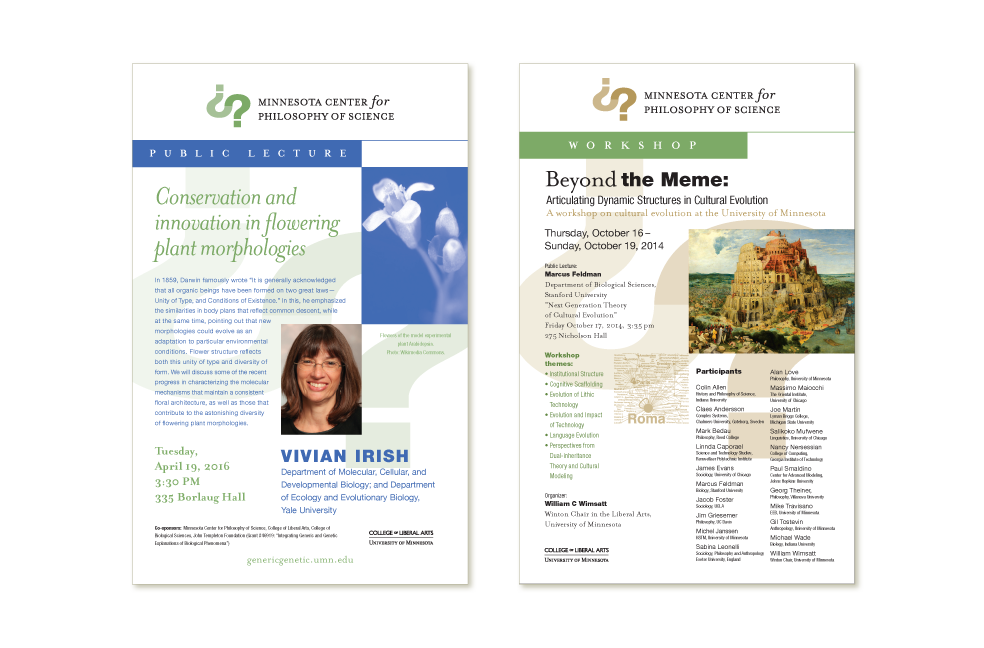 Special event posters for Minnesota Center for Philosophy of Science