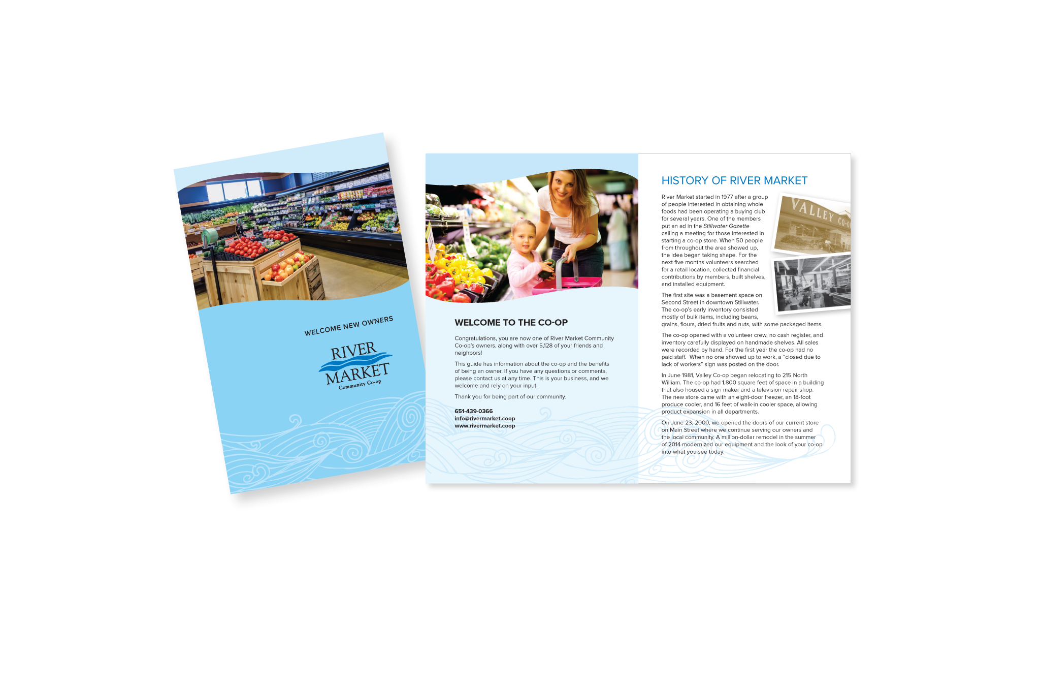 Cover and interior spread River Market member welcome packet
