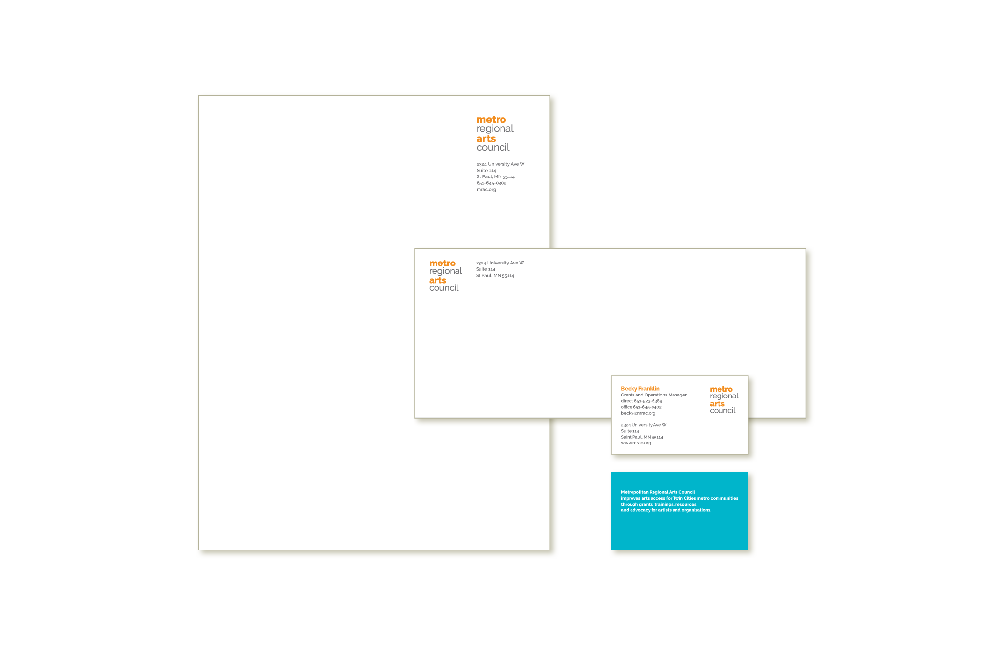 Metropolitan Regional Arts Council new business stationery