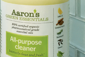 Close up of Aaron's Green Essentials product label